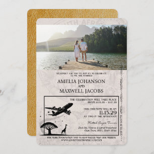 Gold South Africa Passport Wedding Einladung
