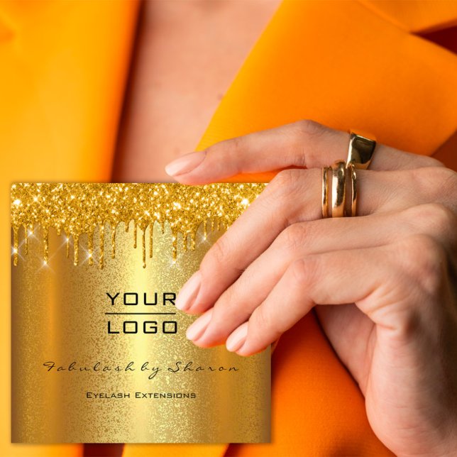 Gold Spark Makeup Artist Event Planner Beauty Logo Quadratische Visitenkarte (Gold Spark Makeup Artist Event Planner Beauty Logo Square Business Card)