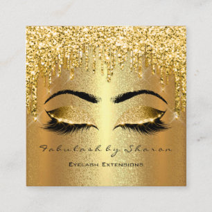 Gold Spark Makeust Künstler Lashes Logo Lux Quadratische Visitenkarte
