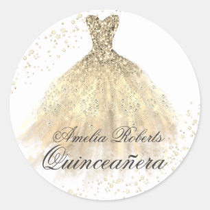 Gold Sparkenkleid Quinceanera Sticker