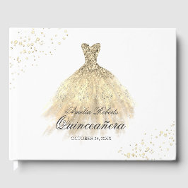 Gold Sparkkleid Quinceanera Gästebuch