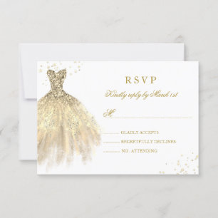 Gold Sparkkleid Quinceanera UAWG RSVP Karte