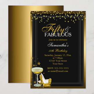 Gold Sparkle 50 Fantastische Einladung zum Geburts