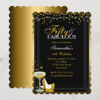 Gold Sparkle 50 Fantastische Einladung zum Geburts