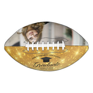 Gold Sparkle Abschluss Chic Custom Graduate Foto Football