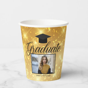 Gold Sparkle Abschluss Foto Chic Custom Party Pappbecher