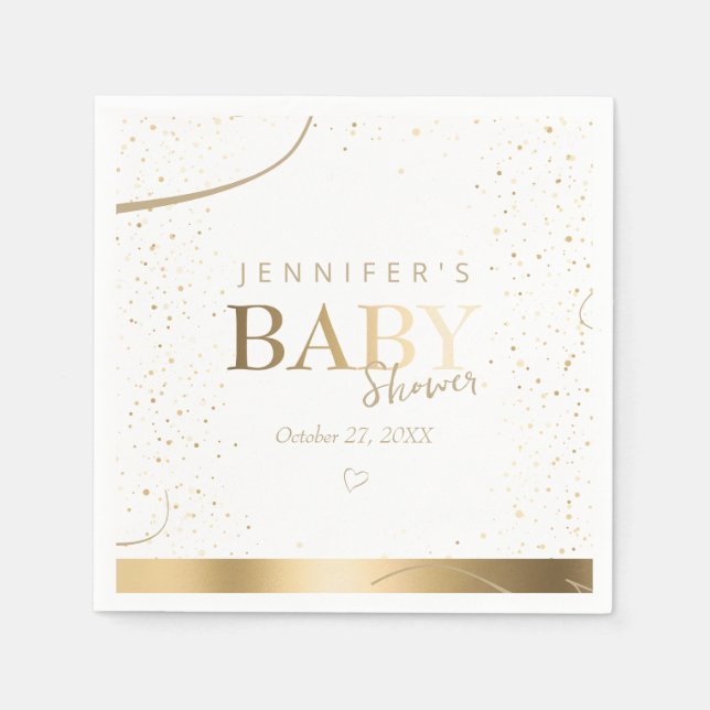 Gold Sparkle Baby Dusche Napkins Serviette (Vorderseite)