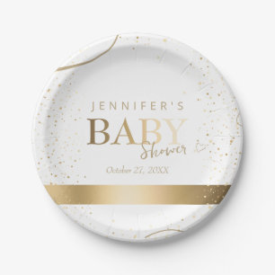 Gold Sparkle Baby Dusche Pappteller