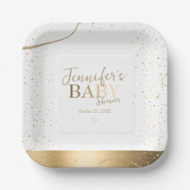 Gold Sparkle Baby Dusche Pappteller