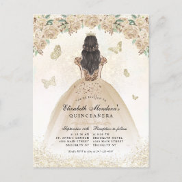 Gold Sparkle Blumenprinzessin Quinceañera Geburtst Postkarte
