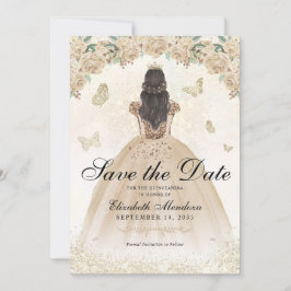 Gold Sparkle Blumenprinzessin Quinceañera Geburtst Save The Date