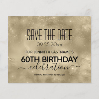 Gold Sparkle Budget 60. Geburtstag Save the Date Flyer
