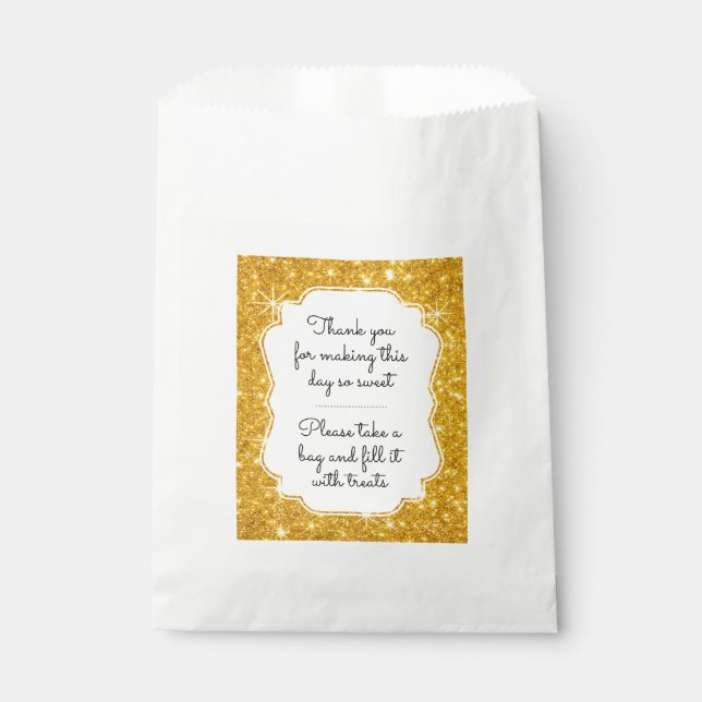 Gold Sparkle Candy Buffet Gefallen Tasche Geschenktütchen (Vorderseite)