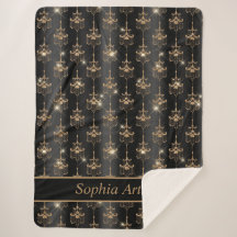 Gold Sparkle Chandelier Pattern Schwarz