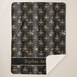 Gold Sparkle Chandelier Pattern Schwarz Sherpadecke