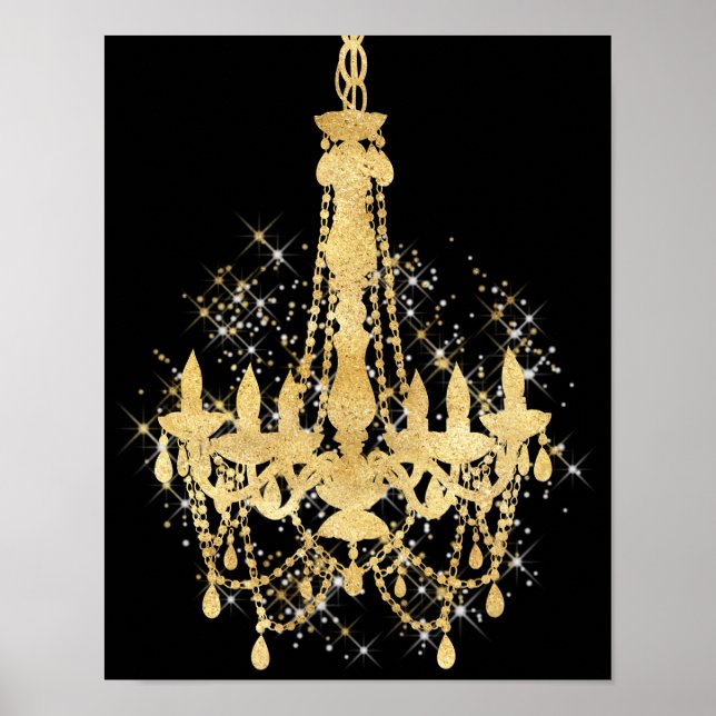 Gold Sparkle Chandelier Poster (Vorne)