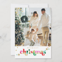 Gold Sparkle Christmas Family Card Feiertagskarte