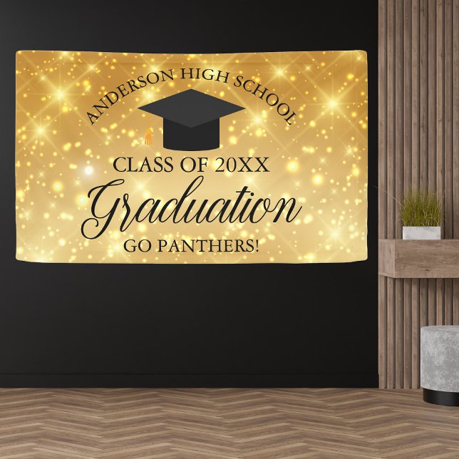 Gold Sparkle Custom High School Graduation Party Banner (Von Creator hochgeladen)