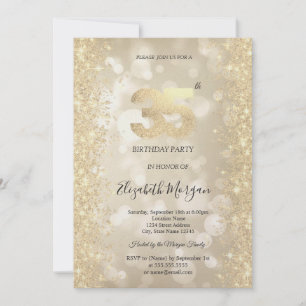 Gold Sparkle Diamanten Bokeh 35. Geburtstag Einladung