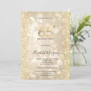 Gold Sparkle Diamanten Bokeh 65. Geburtstag Einladung