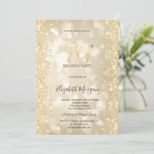 Gold Sparkle Diamanten Bokeh 70. Geburtstag Einladung