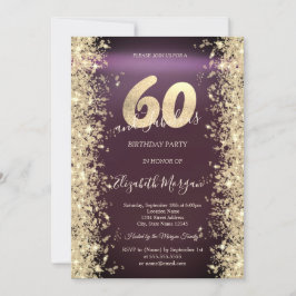 Gold Sparkle Diamonds Burgundy 60. Geburtstag Einladung