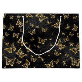 Gold Sparkle Glam Butterflies Große Geschenktüte