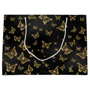 Gold Sparkle Glam Butterflies Große Geschenktüte