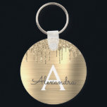 Gold Sparkle Glitter Stainless Steel Monogram Schlüsselanhänger<br><div class="desc">Luxury Gold Faux Stainless Steel Sparkly Glitter Metallic and Sparkly Glitter  Elegant Keychain. These Key chains can be customized to include your initial and first name. These key chains make great sweet 16 birthday,  bridal shower,  wedding or bachelorette party favors or gifts.</div>