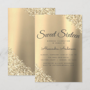 Gold Sparkle Glitzer 16 . Geburtstag Geburtstag Einladung