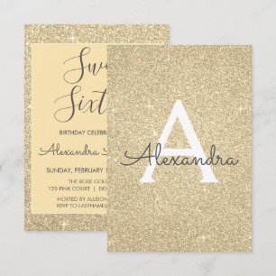 Gold Sparkle Glitzer 16 . Geburtstag Geburtstag Einladung