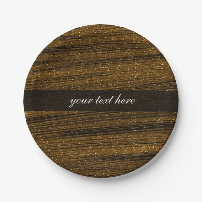 Gold Sparkle Glitzer & Black Chic Party Teller (Vorderseite)