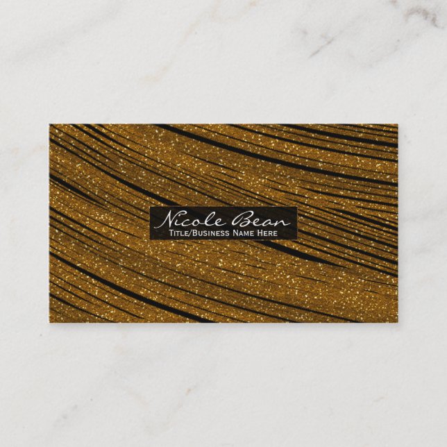 Gold Sparkle Glitzer Blakck Chic Business Cards Visitenkarte (Vorderseite)