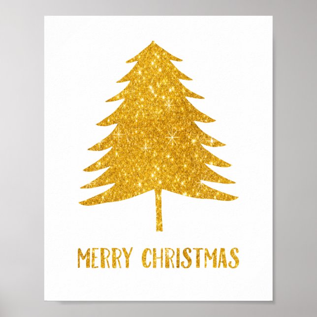 Gold Sparkle Glitzer Frohe Weihnachtsdekoration Poster (Vorne)