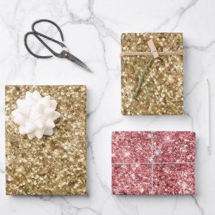 Gold Sparkle Glitzer Geschenkpapier Set