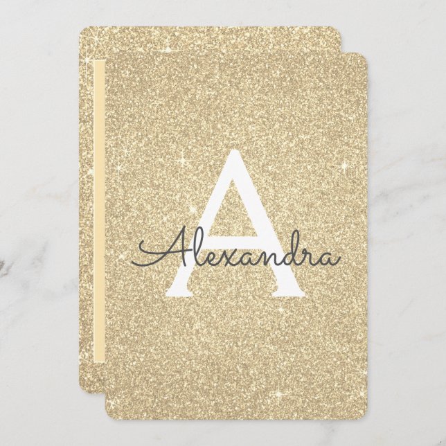 Gold Sparkle Glitzer Girly Birthday Party Einladung (Vorne/Hinten)
