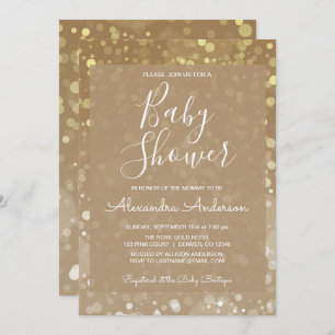 Gold Sparkle Glitzer Lights Glam Babydusche Einladung