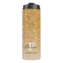 Gold Sparkle Glitzer Ombre Girly Monogram Name