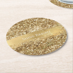 Gold Sparkle Glitzer       Runder Pappuntersetzer