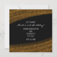 Gold Sparkle Glitzer und Schwarze Party Einladunge