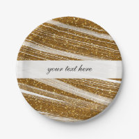 Gold Sparkle Glitzer & White Chic Party Teller