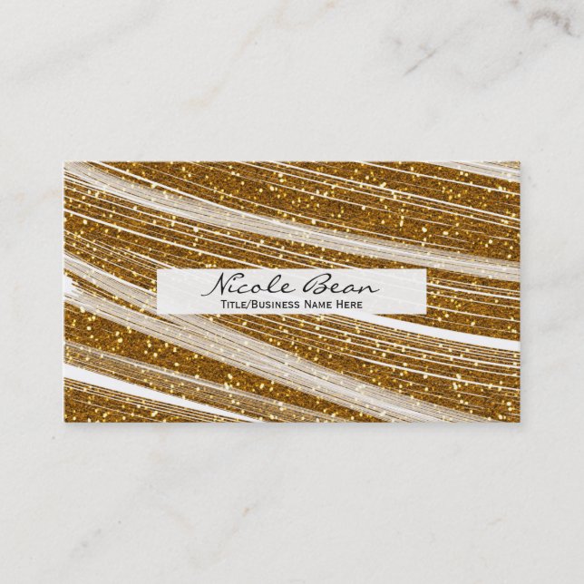 Gold Sparkle Glitzer & White Chic Visitenkarten Visitenkarte (Vorderseite)