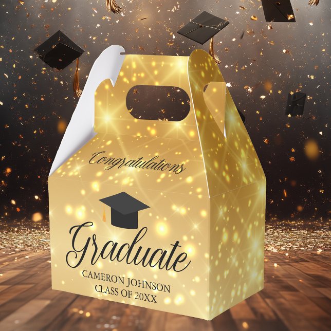 Gold Sparkle Graduate Chic Graduation Party Geschenkschachtel (Von Creator hochgeladen)