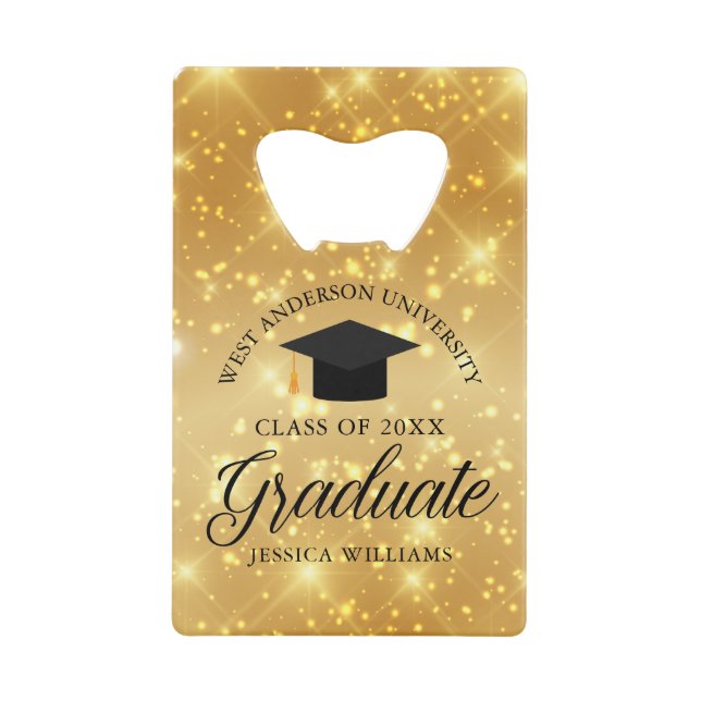 Gold Sparkle Graduate Custom 2023 Graduation Party Geldbeutel Flaschenöffner (Vorderseite)