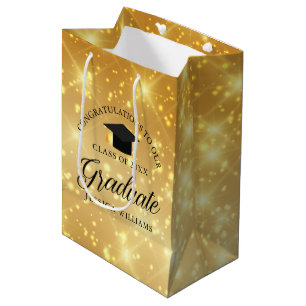 Gold Sparkle Graduate Custom Chic 2025 Abschluss Mittlere Geschenktüte