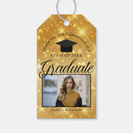 Gold Sparkle Graduate Foto Chic Graduation Party Geschenkanhänger