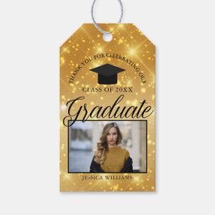 Gold Sparkle Graduate Foto Chic Graduation Party Geschenkanhänger