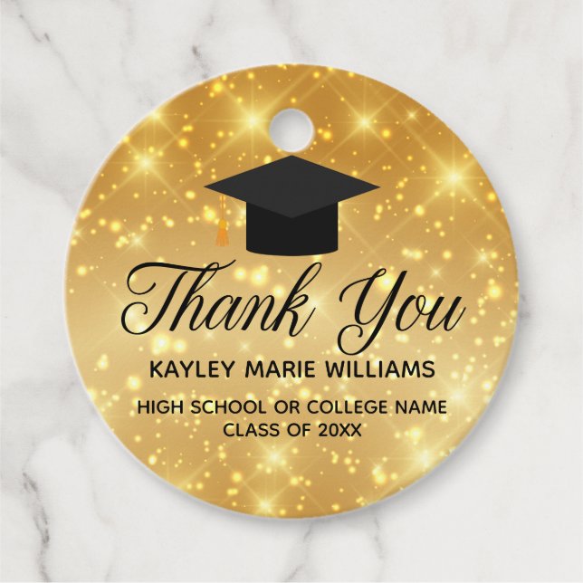 Gold Sparkle Graduate Vielen Dank Graduate Party Geschenkanhänger (Vorderseite)