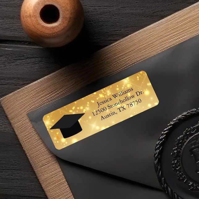 Gold Sparkle Graduation Cap Chic Rücksendeadresse (Von Creator hochgeladen)