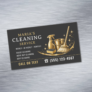 Gold Sparkle Haushaltshilfe Reinigungsservice Magnetische Visitenkarte